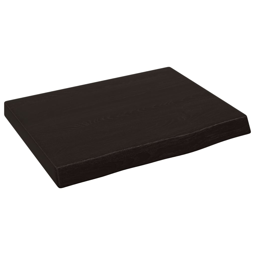 Bänkskiva badrum mörkbrun 40x30x(2-4) cm behandlat massivt trä