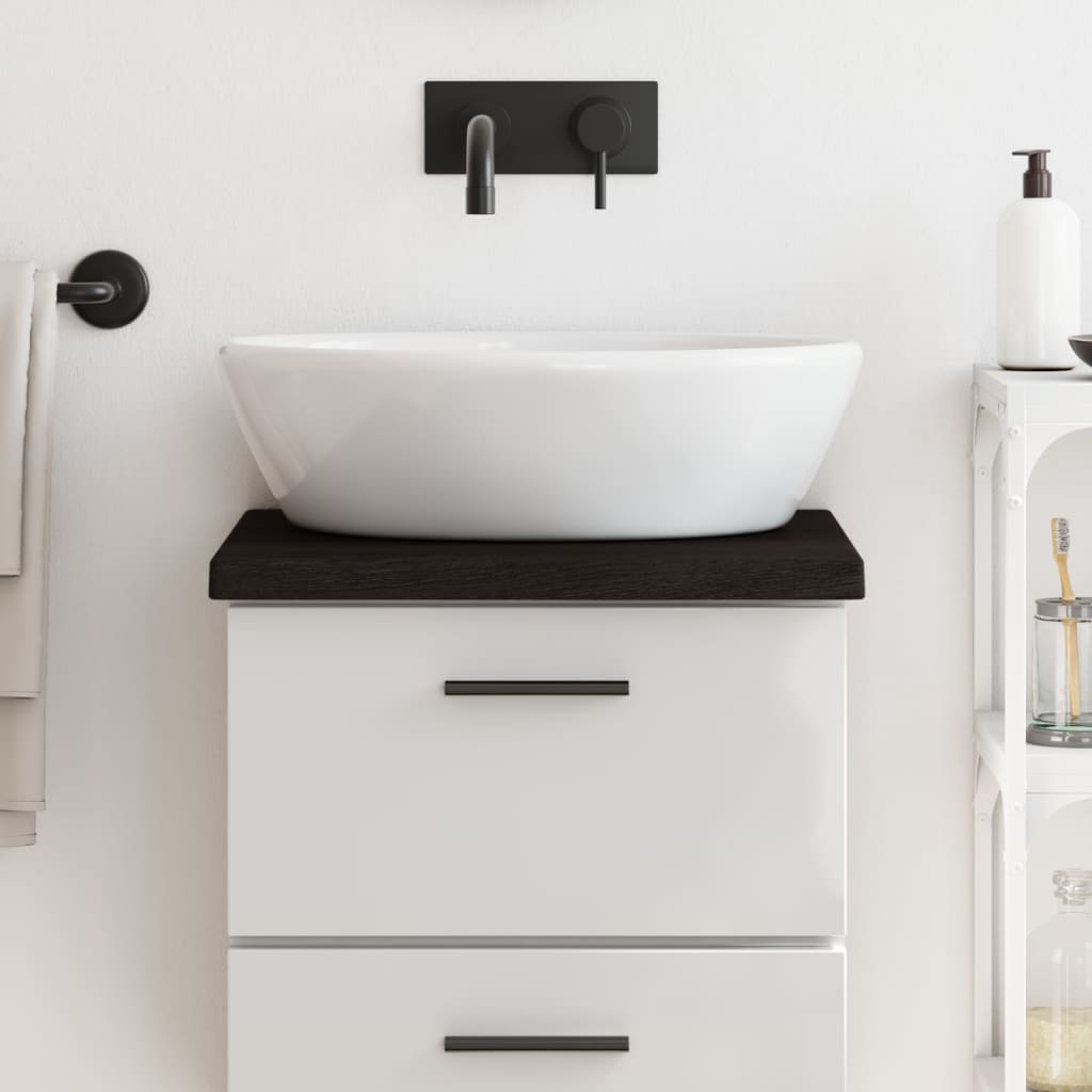 Bänkskiva badrum mörkbrun 40x30x(2-4) cm behandlat massivt trä