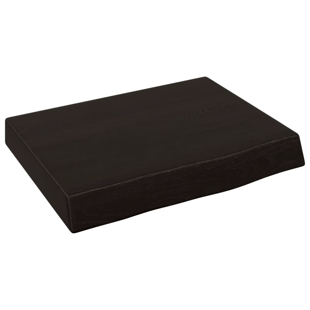 Bänkskiva badrum mörkbrun 40x30x(2-6) cm behandlat massivt trä