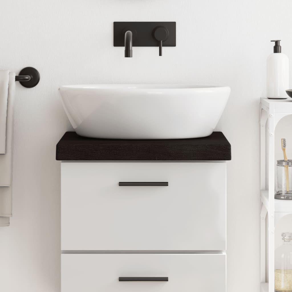 Bänkskiva badrum mörkbrun 40x30x(2-6) cm behandlat massivt trä