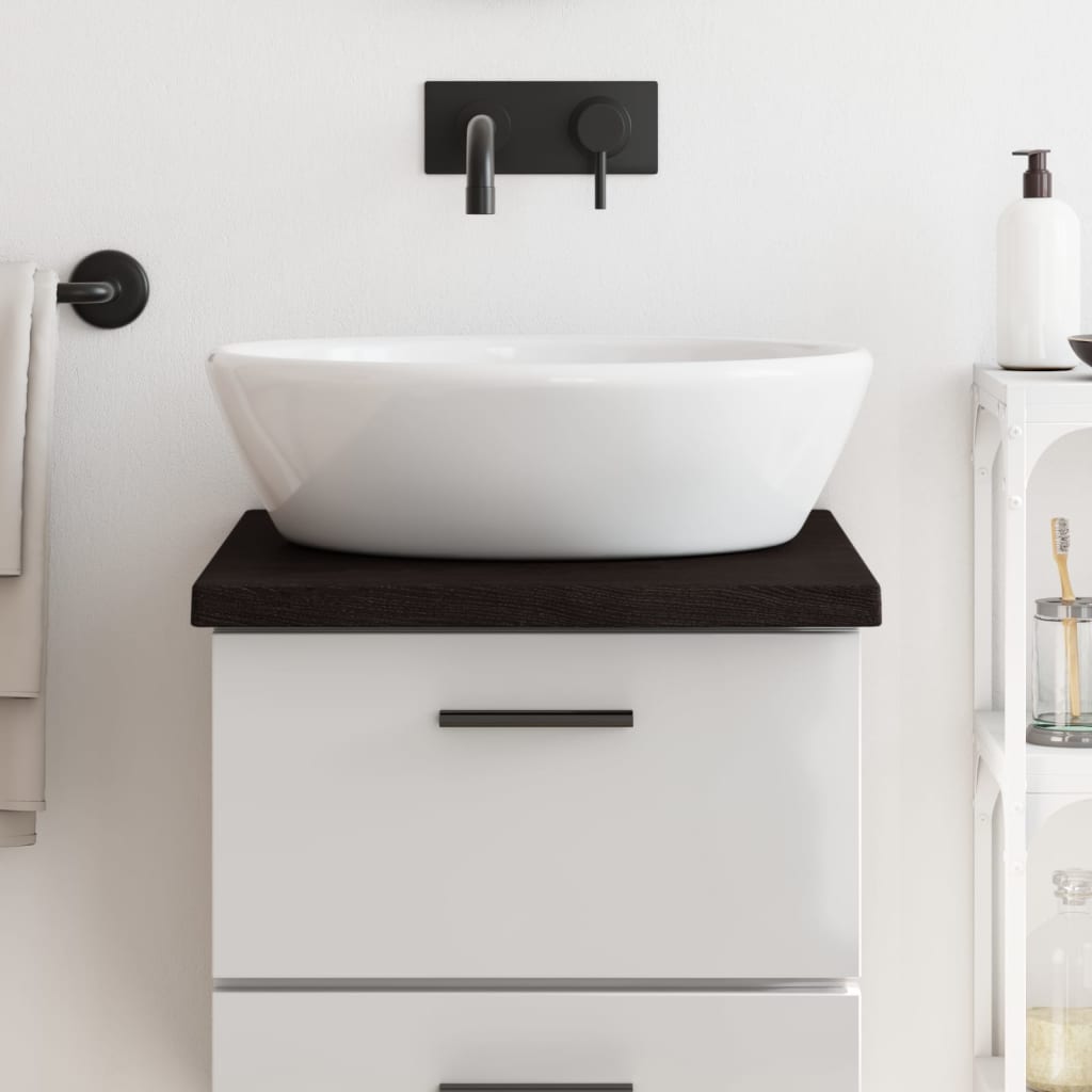 Bänkskiva badrum mörkbrun 40x60x(2-4) cm behandlat massivt trä