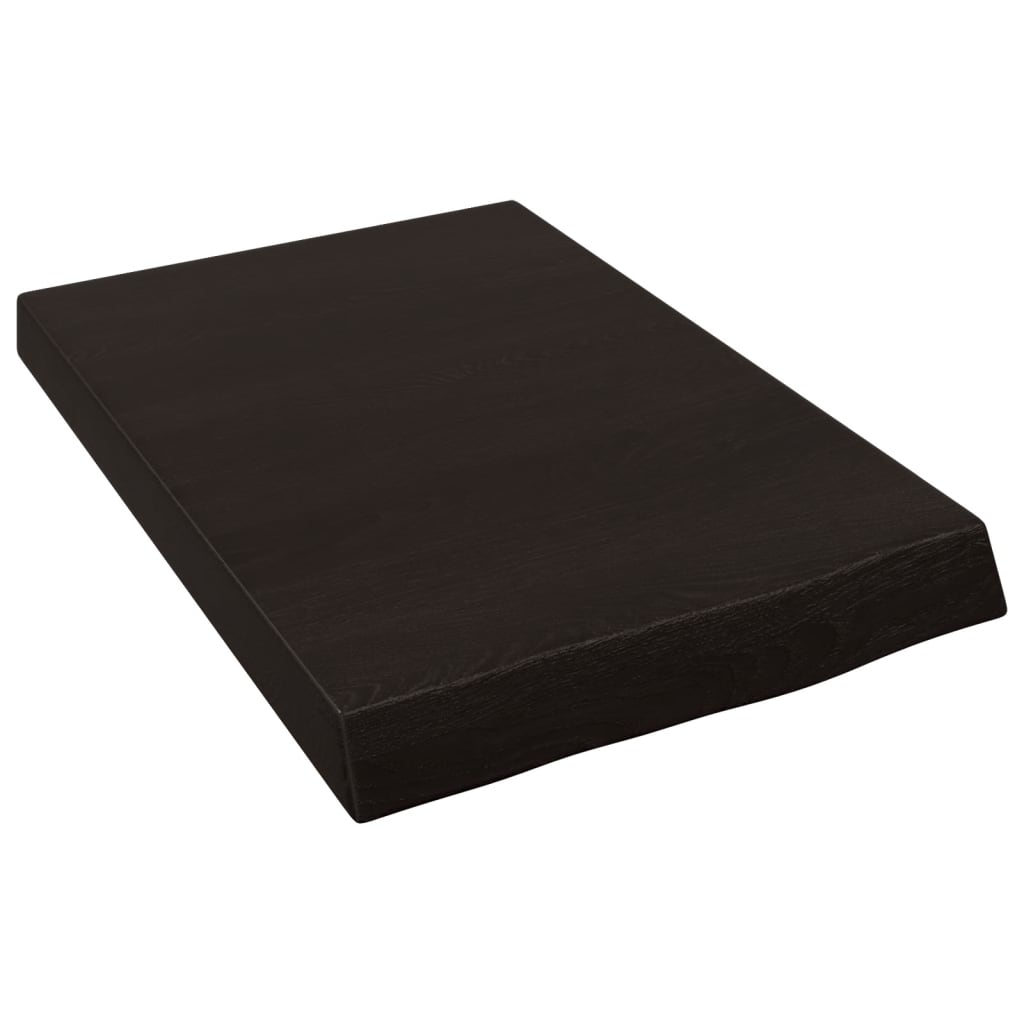 Bänkskiva badrum mörkbrun 40x60x(2-6) cm behandlat massivt trä