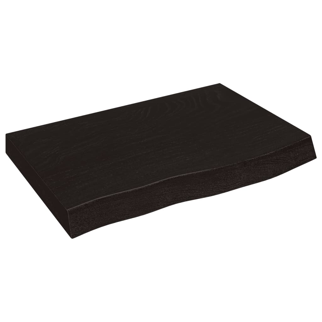 Bänkskiva badrum mörkbrun 60x50x(2-4) cm behandlat massivt trä