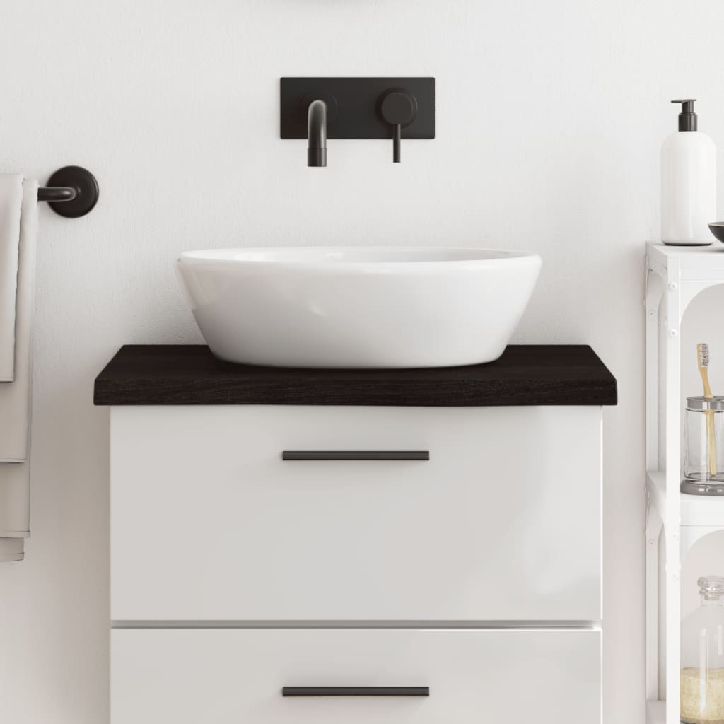 Bänkskiva badrum mörkbrun 60x50x(2-4) cm behandlat massivt trä