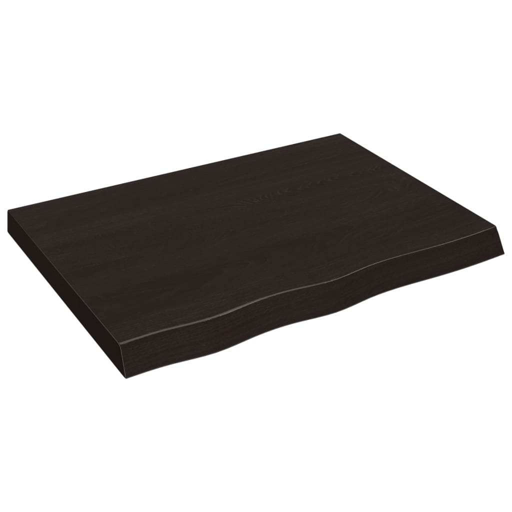 Bänkskiva badrum mörkbrun 80x60x(2-6) cm behandlat massivt trä