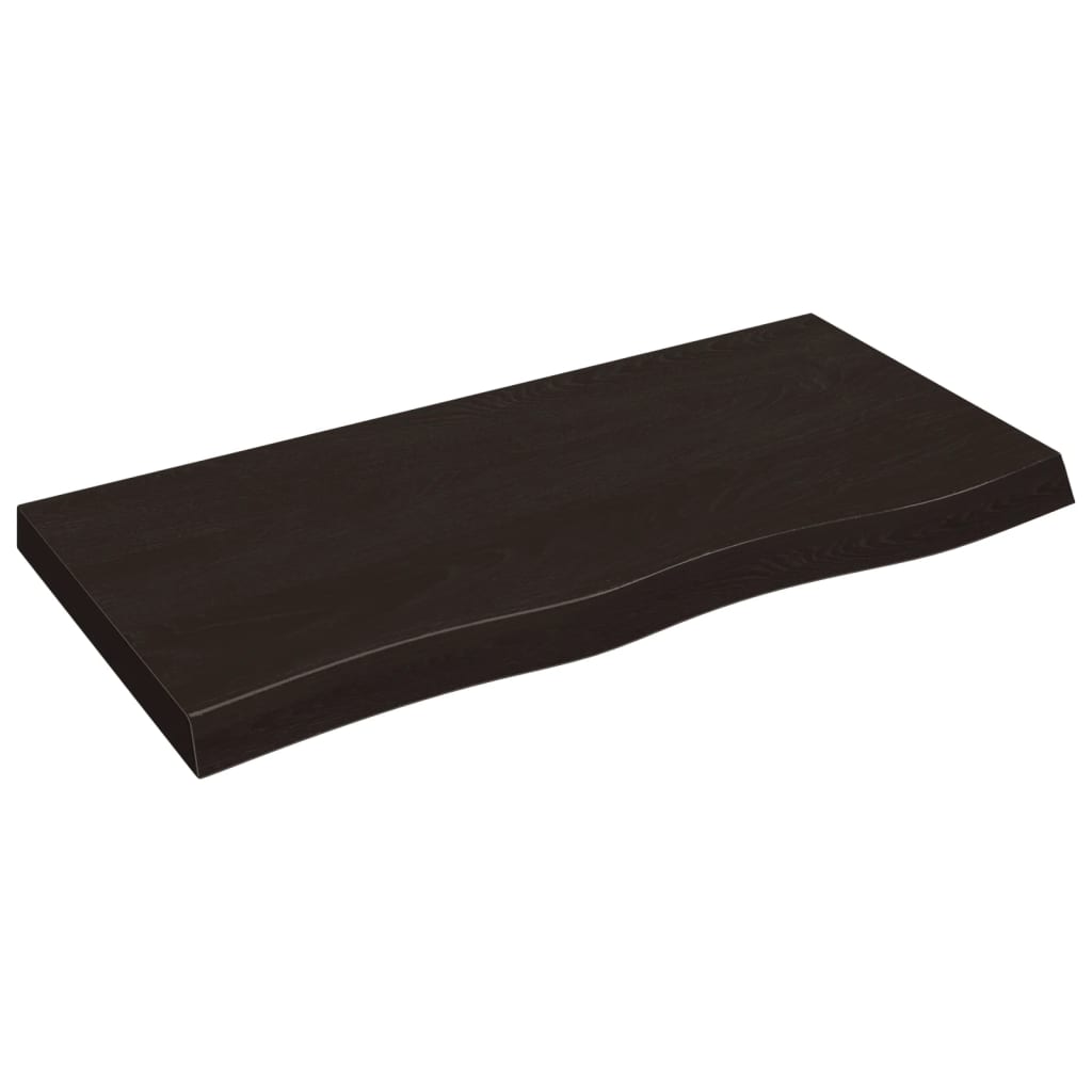 Bänkskiva badrum mörkbrun 100x50x(2-6) cm behandlat massivt trä