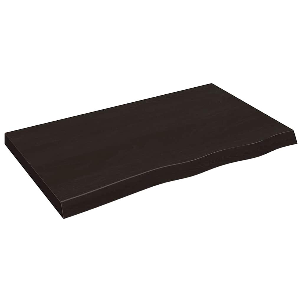 Bänkskiva badrum mörkbrun 100x60x(2-6) cm behandlat massivt trä