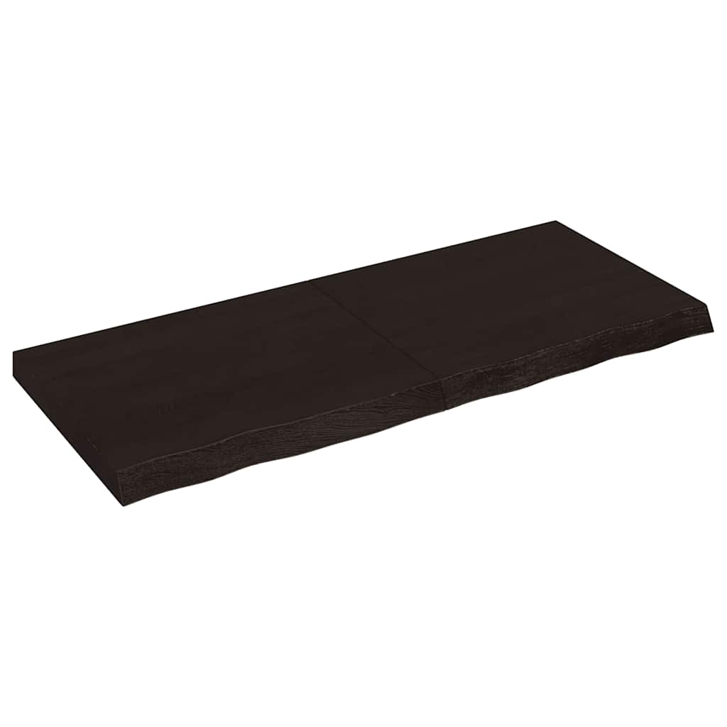 Bänkskiva badrum mörkbrun 120x50x(2-6) cm behandlat massivt trä