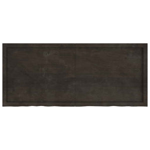 Bänkskiva badrum mörkbrun 140x60x(2-6) cm behandlat massivt trä
