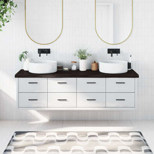 Bänkskiva badrum mörkbrun 180x50x(2-6) cm behandlat massivt trä