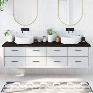 Bänkskiva badrum mörkbrun 200x50x(2-4) cm behandlat massivt trä