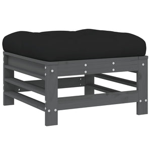 Loungegrupp för trädgården med dynor 7 delar grå massivt trä