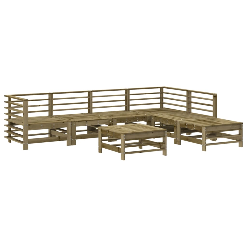 Loungegrupp med dynor 7 delar impregnerad furu