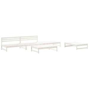 Loungegrupp för trädgården 5 delar vit massiv furu