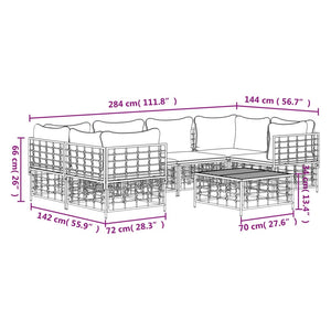 Loungegrupp 7 delar med dynor antracit konstrotting