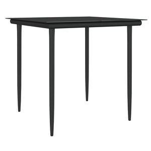 Matgrupp för trädgården 3 delar med dynor konstrotting & stål