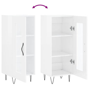 Skåp vit högglans 34,5x34x90 cm konstruerat trä