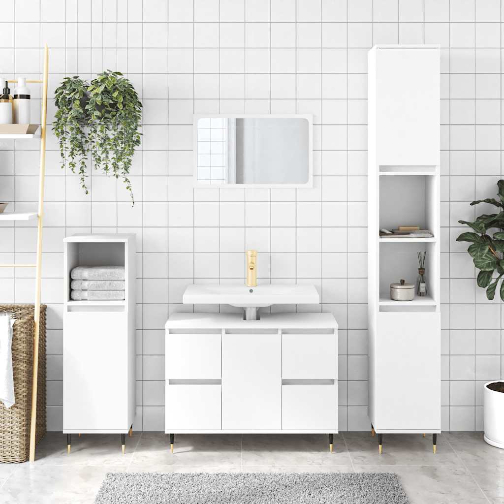 Badrumsskåp vit 80x33x60 cm konstruerat trä