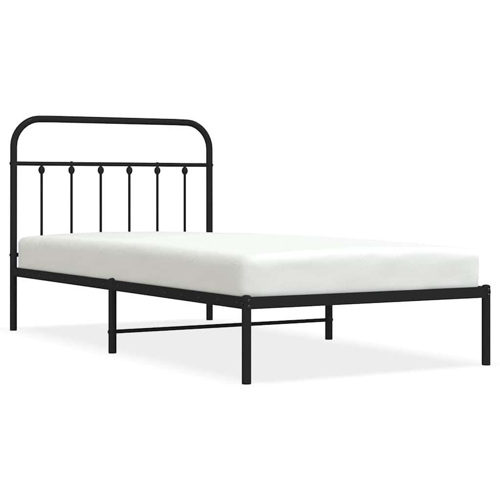 Sängram med huvudgavel metall svart 100x200 cm