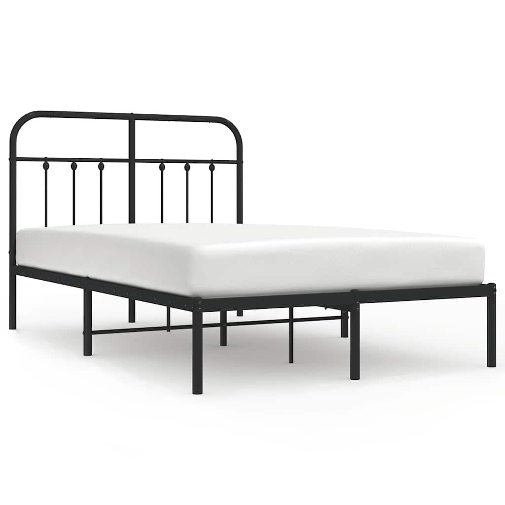 Sängram med huvudgavel metall svart 120x190 cm