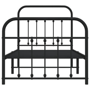 Sängram med huvudgavel och fotgavel svart metall 90x200 cm