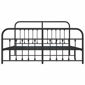 Sängram med huvudgavel och fotgavel svart metall 183x213 cm