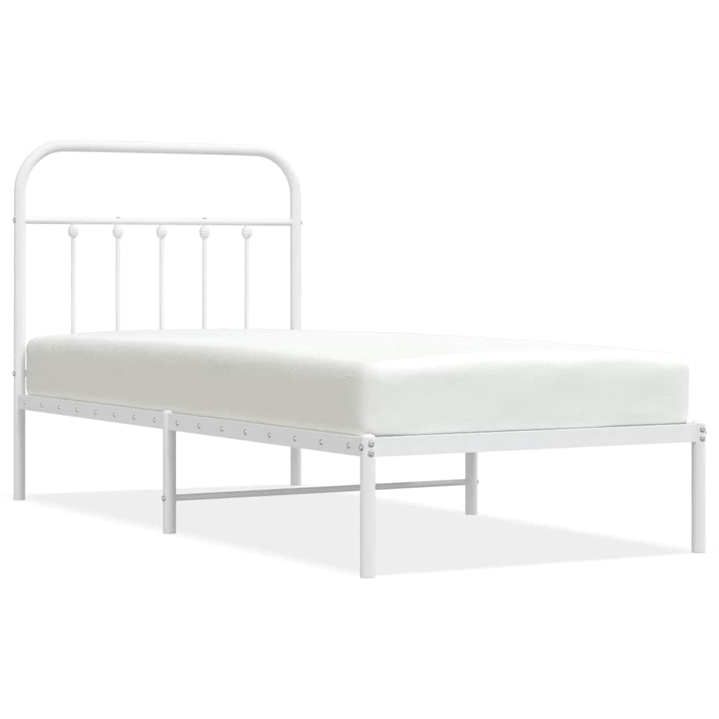 Sängram med huvudgavel metall vit 90x190 cm