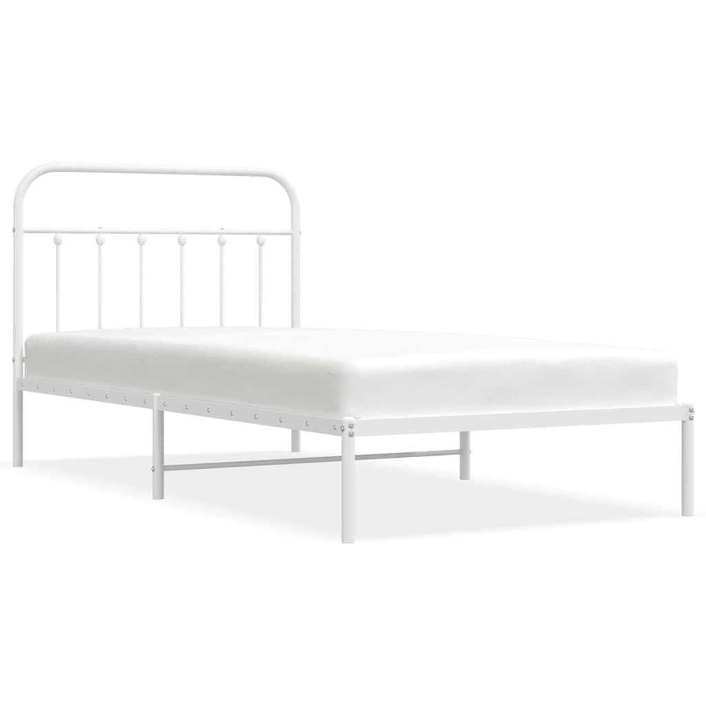 Sängram med huvudgavel metall vit 100x200 cm