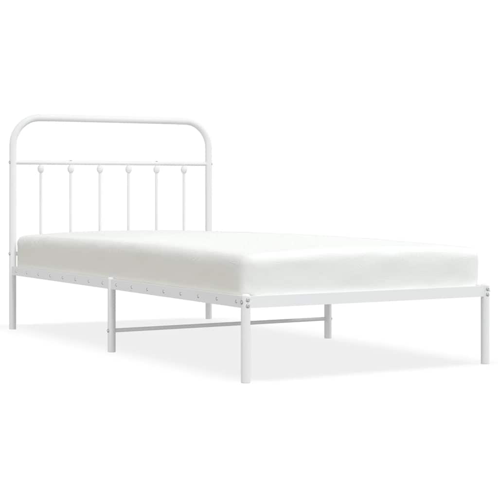 Sängram med huvudgavel metall vit 107x203 cm