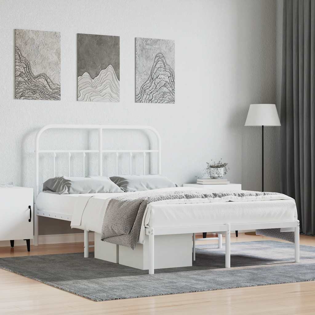 Sängram med huvudgavel metall vit 120x190 cm