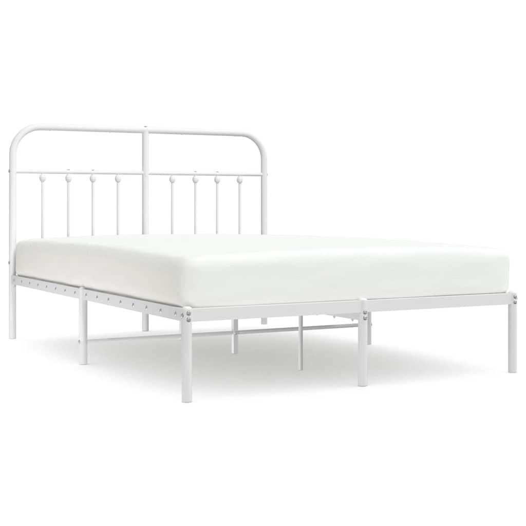 Sängram med huvudgavel metall vit 135x190 cm