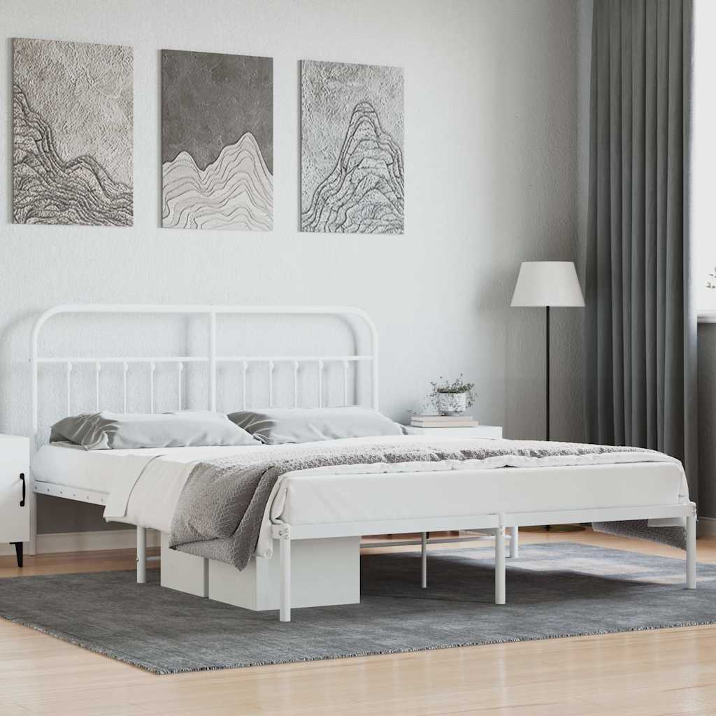 Sängram med huvudgavel metall vit 180x200 cm