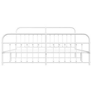 Sängram med huvudgavel och fotgavel vit metall 200x200 cm