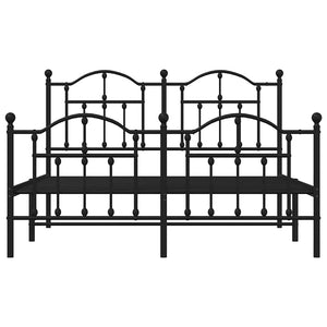 Sängram med huvudgavel och fotgavel svart metall 135x190 cm