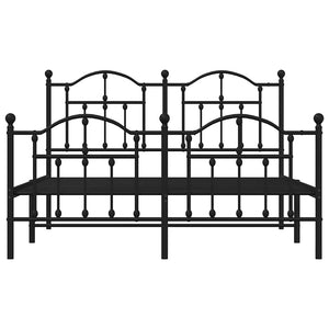 Sängram med huvudgavel och fotgavel svart metall 140x190 cm