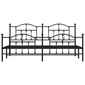 Sängram med huvudgavel och fotgavel svart metall 200x200 cm