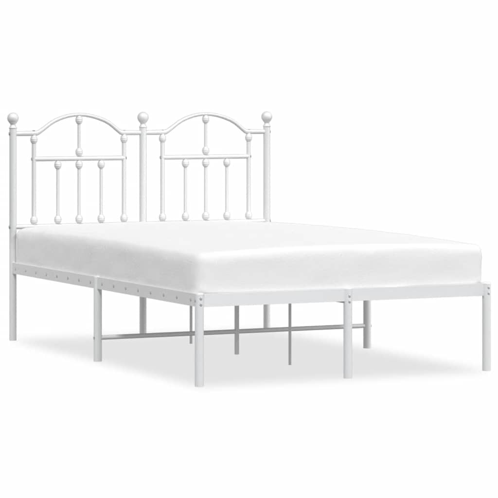 Sängram med huvudgavel metall vit 120x190 cm