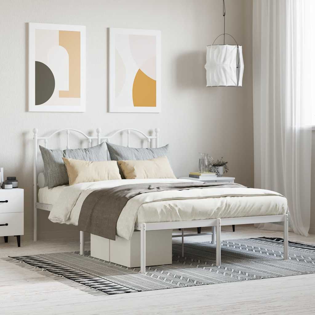 Sängram med huvudgavel metall vit 120x190 cm