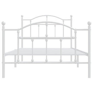 Sängram med huvudgavel och fotgavel vit metall 100x190 cm
