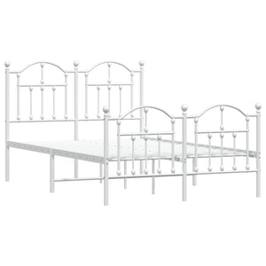 Sängram med huvudgavel och fotgavel vit metall 120x200 cm