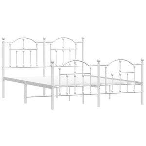 Sängram med huvudgavel och fotgavel vit metall 140x190 cm