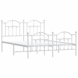 Sängram med huvudgavel och fotgavel vit metall 140x200 cm
