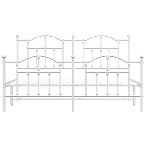Sängram med huvudgavel och fotgavel vit metall 183x213 cm