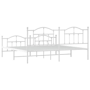 Sängram med huvudgavel och fotgavel vit metall 193x203 cm