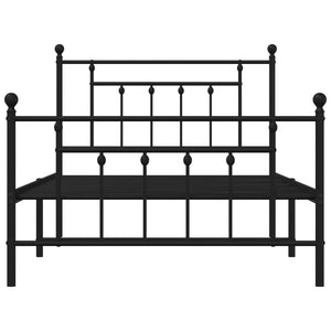 Sängram med huvudgavel och fotgavel svart metall 107x203 cm