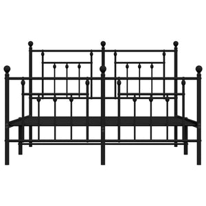 Sängram med huvudgavel och fotgavel svart metall 140x200 cm
