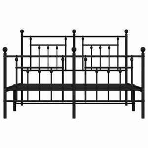 Sängram med huvudgavel och fotgavel svart metall 150x200 cm