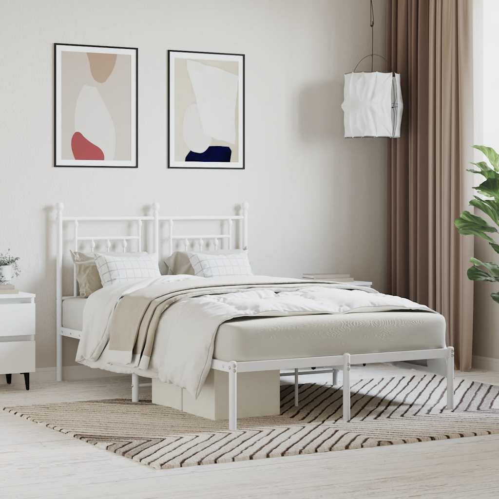 Sängram med huvudgavel metall vit 120x200 cm