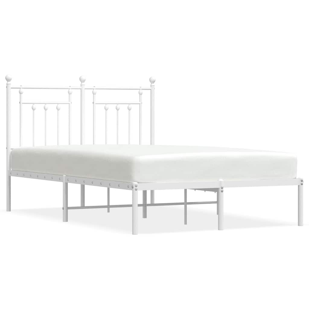 Sängram med huvudgavel metall vit 135x190 cm