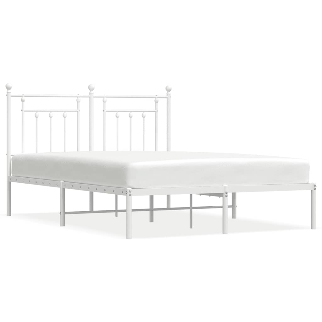 Sängram med huvudgavel metall vit 140x190 cm